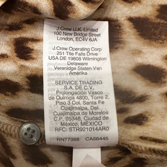 J.Crew Tie Neck Button Down Leopard Print Long Sleeve Size XS EUC - Picture 12 of 15